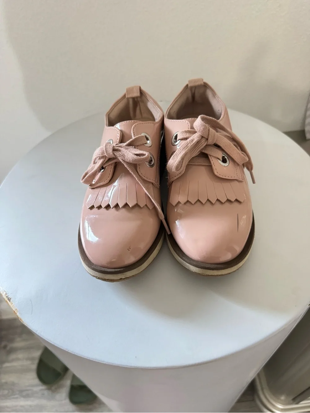 Zara Pink Patent Lace-Up Kiltie Oxfords for Kids